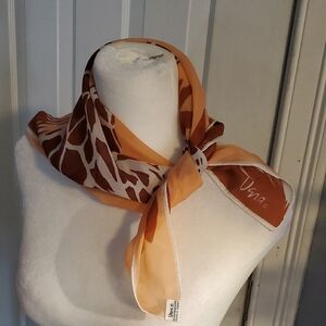 Brown and Cream Giraffe Print Scarf with Tropical Accents
